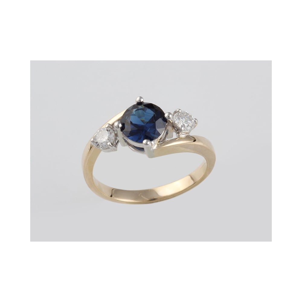 18ct Gold, 0.98ct Sapphire and 0.25ct Diamond Ring
