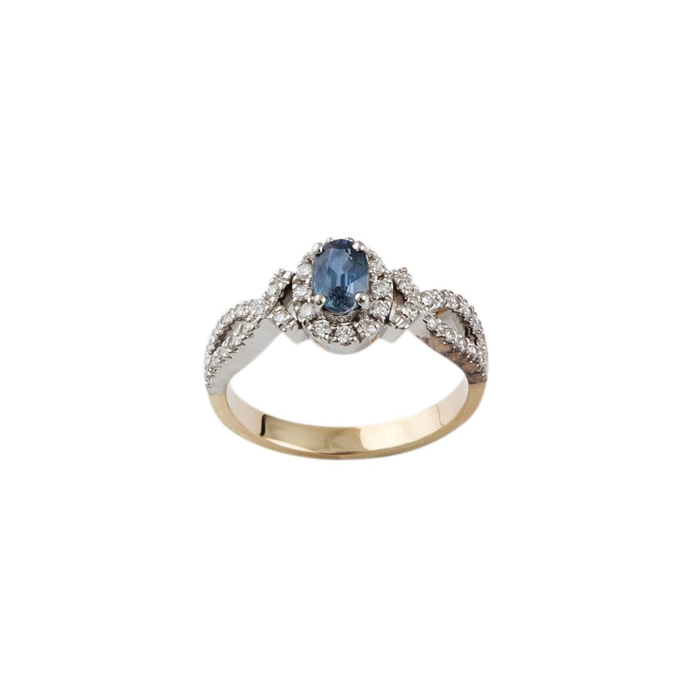 9ct White Gold 0.60ct Sapphire and 0.33ct Diamond Cluster Ring