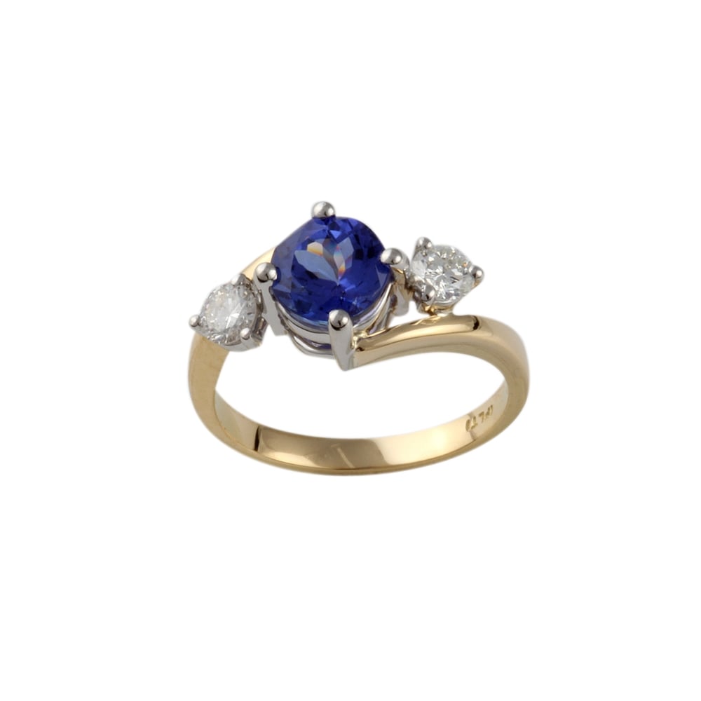 9ct Gold, 1.16ct Tanzanite and 0.28ct Diamond Ring
