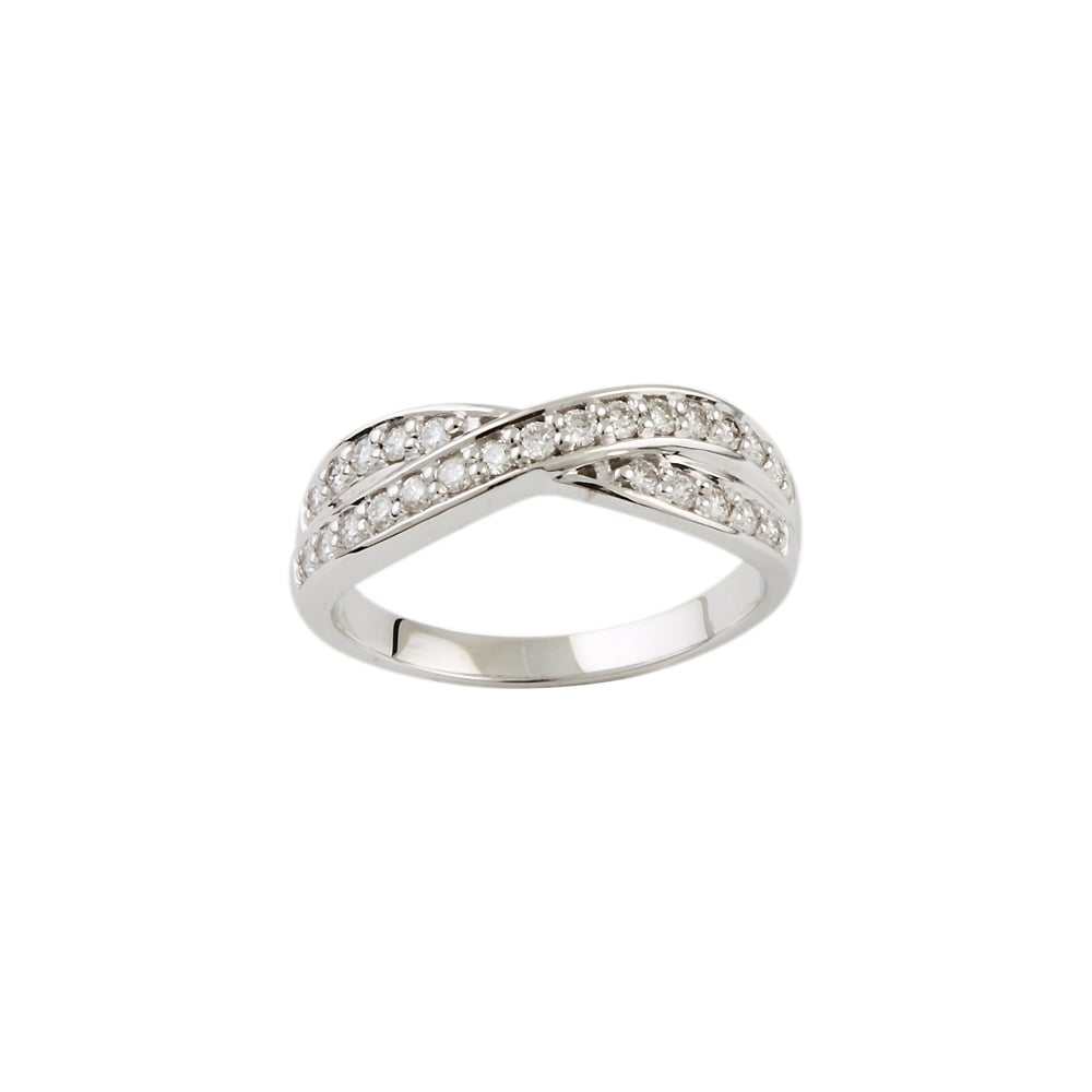 9ct White Gold Crossover Ring 0.36ct