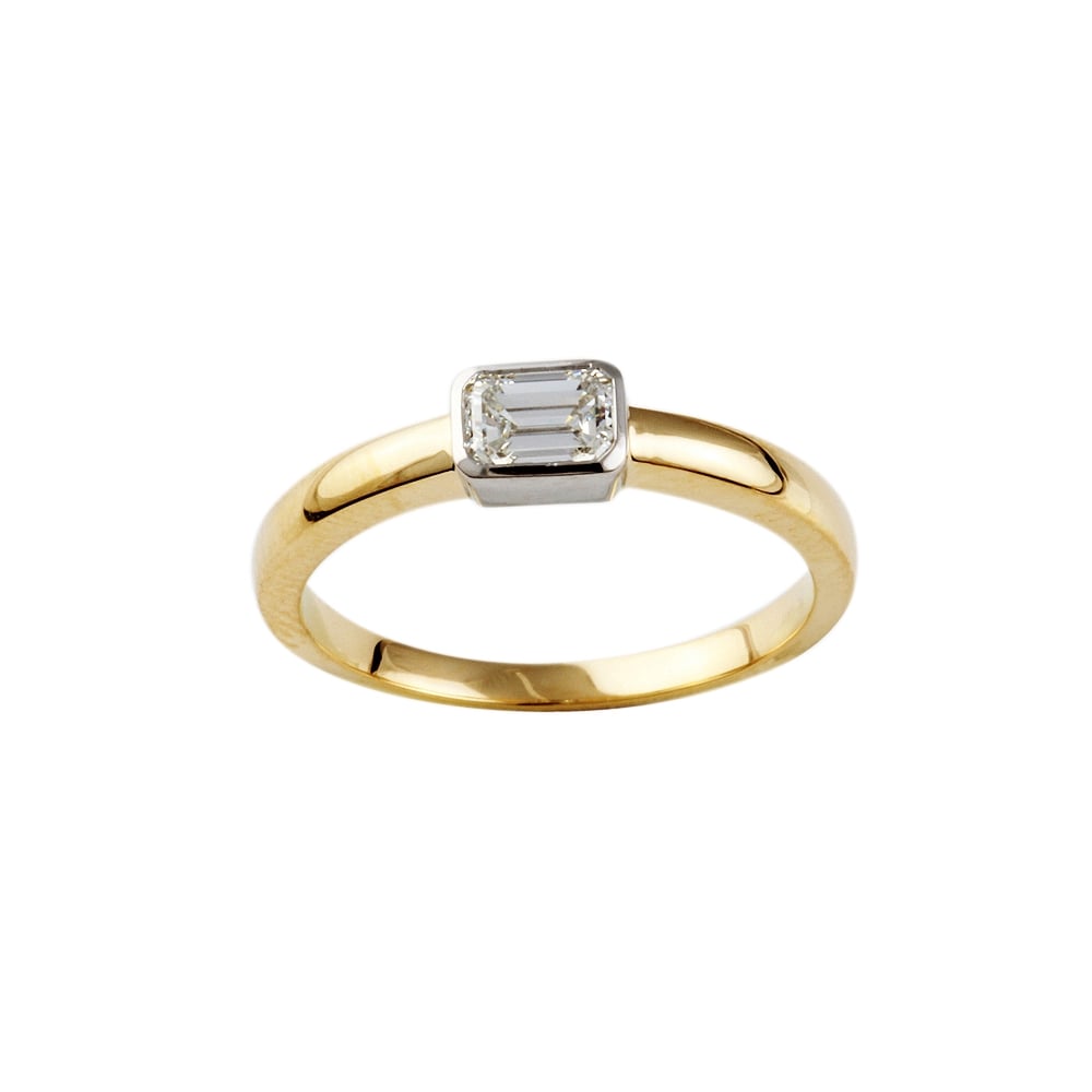 9ct Yellow and White Gold Diamond Solitaire Ring 0.51ct