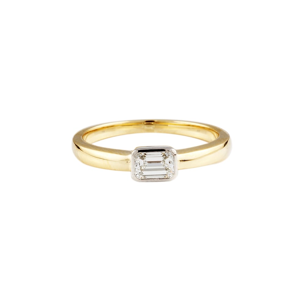 9ct Yellow and White Gold Diamond Solitaire Ring 0.51ct