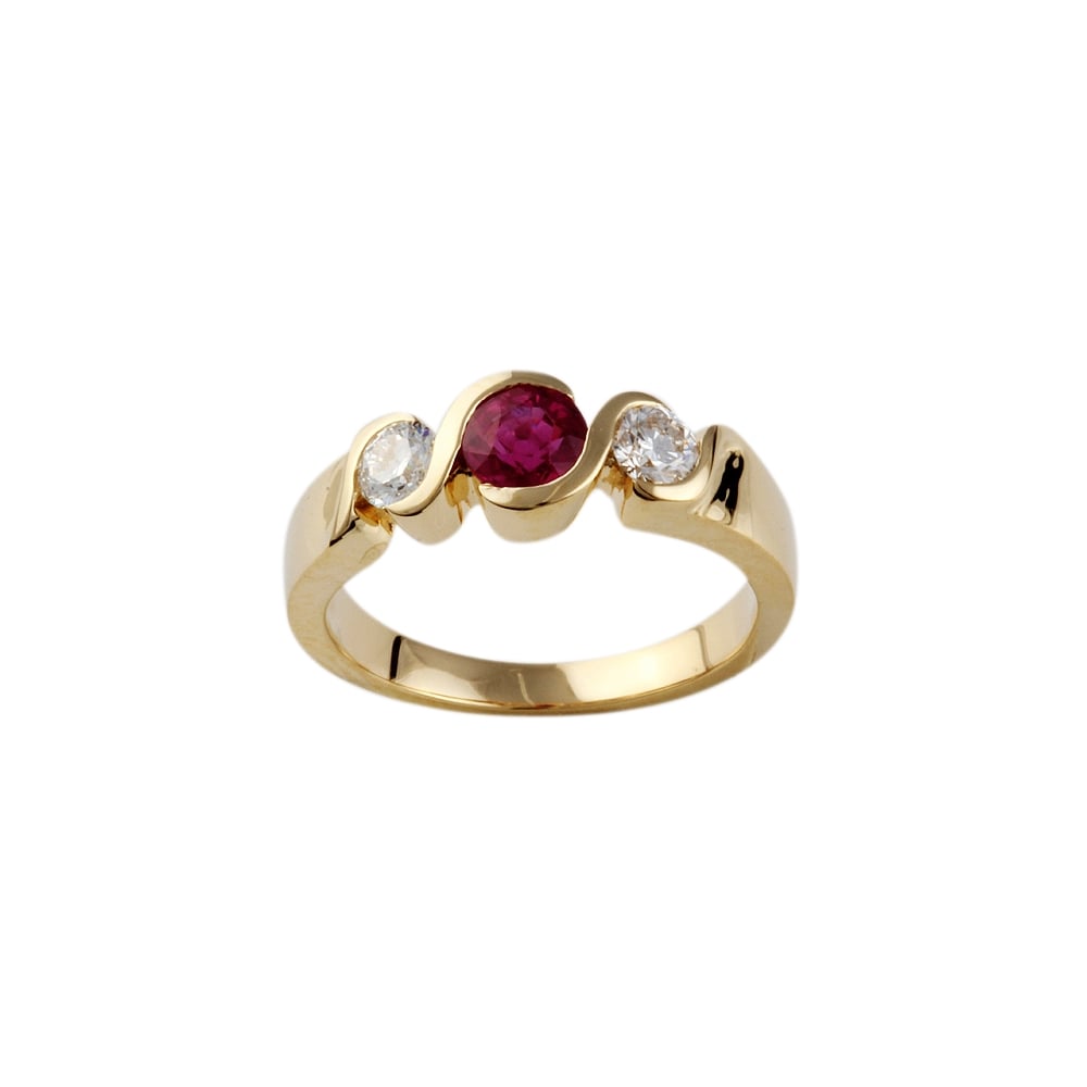 9ct Yellow Gold Ruby 0.62ct and Diamond Ring 0.38ct