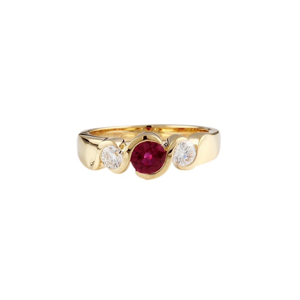 9ct Yellow Gold Ruby 0.62ct and Diamond Ring 0.38ct