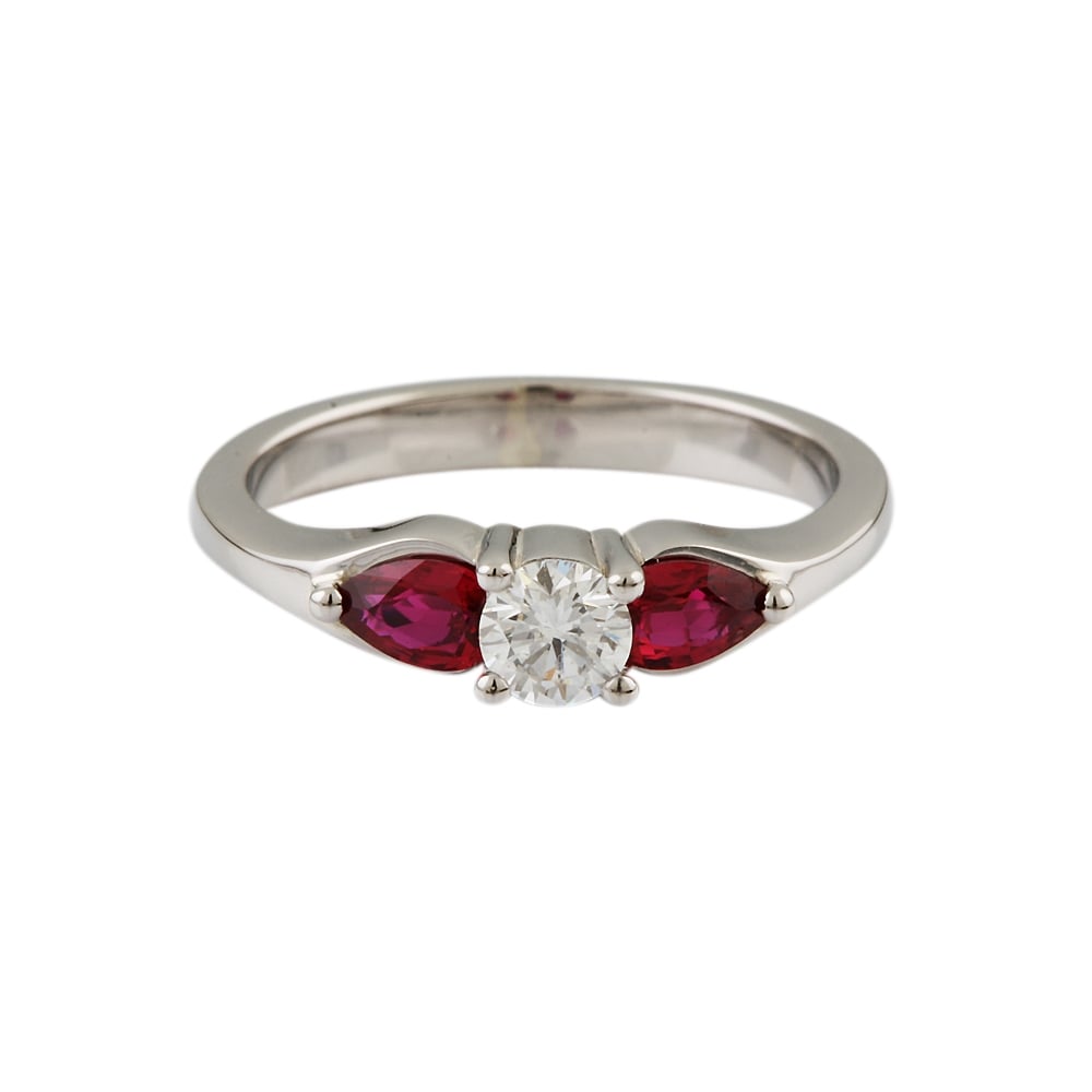 9ct white gold ruby and diamond ring
