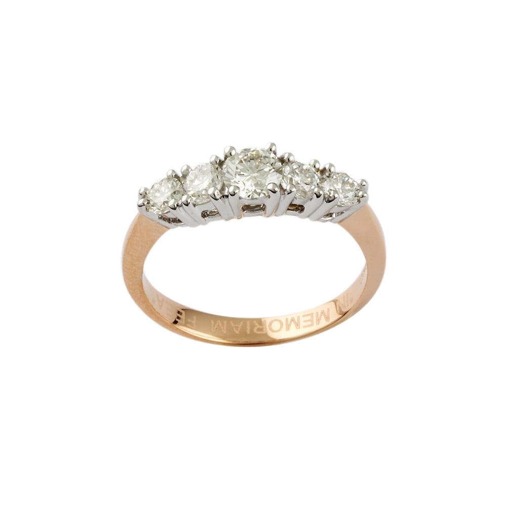 9ct yellow and white gold five stone ring