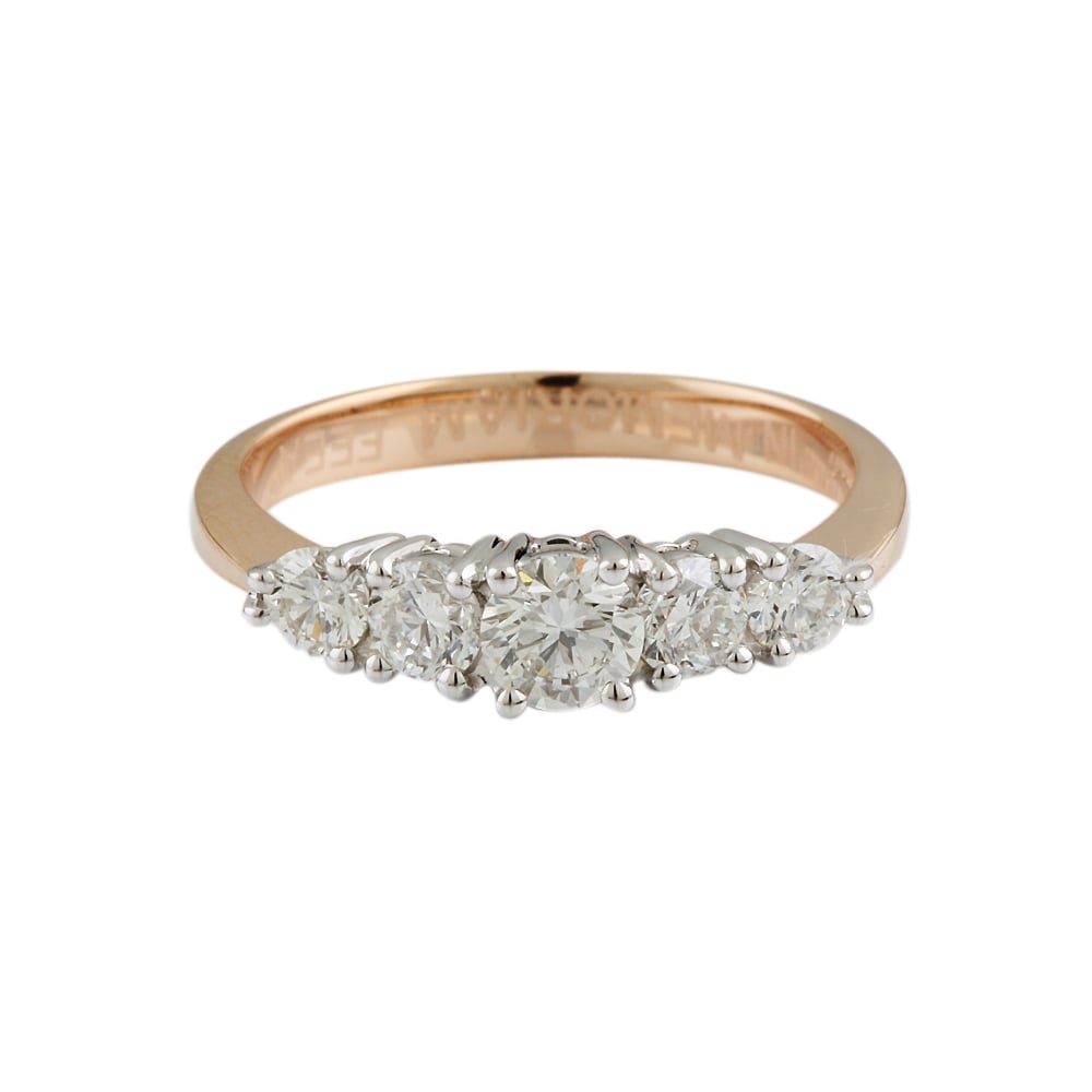 9ct yellow and white gold five stone ring