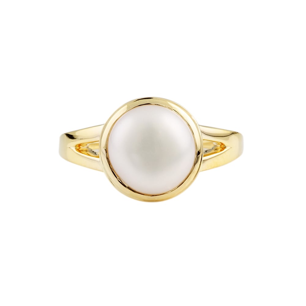 9ct Yellow Gold Mabe Pearl 10mm Dress Ring