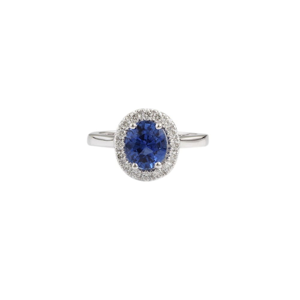 9ct white gold sapphire and diamond cluster ring