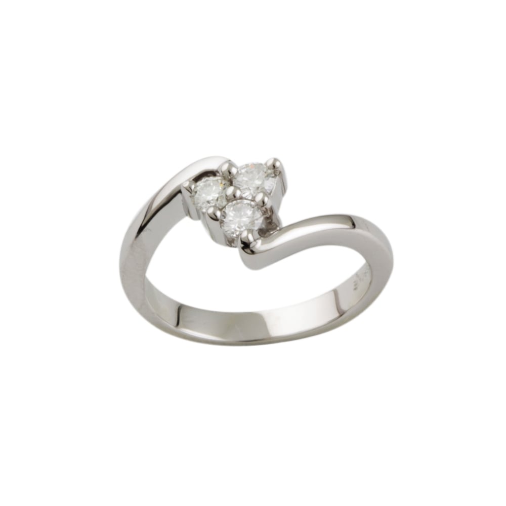 9ct White Gold Three Stone Diamond Twist Ring 0.10ct