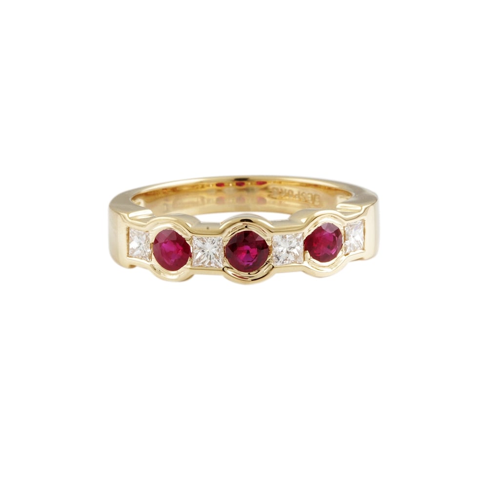 9ct yellow gold ruby and diamond dress ring
