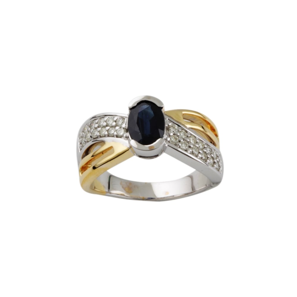9ct Gold 0.99ct Sapphire and 0.27ct Diamond Ring