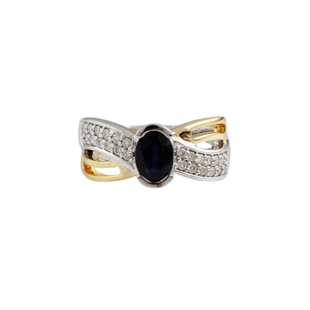 9ct Gold 0.99ct Sapphire and 0.27ct Diamond Ring