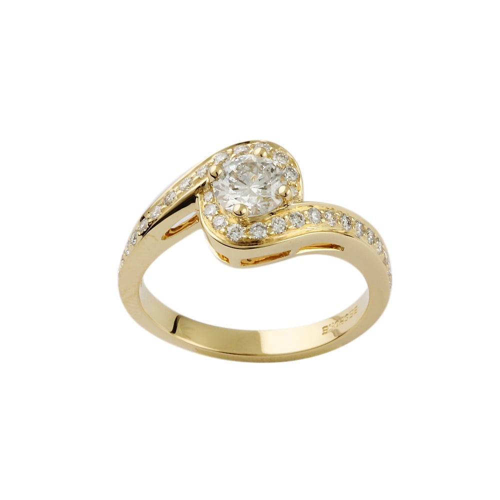 9ct Yellow Gold 0.50ct Solitaire Ring with Diamond Set Shoulders