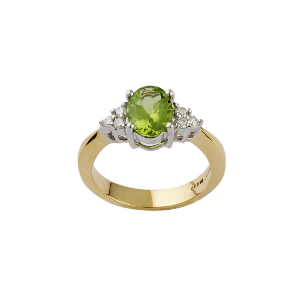 9ct yellow gold peridot and diamond ring