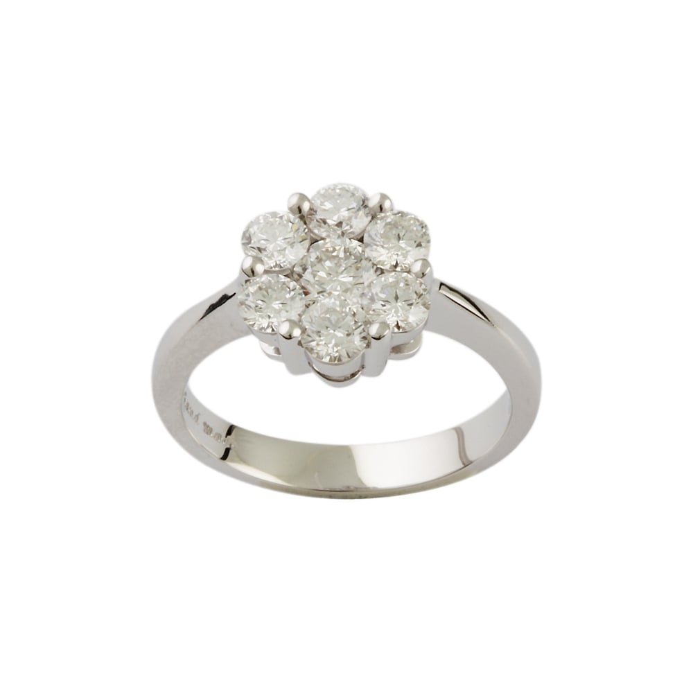 9ct White Gold Diamond Cluster ring 1.21ct