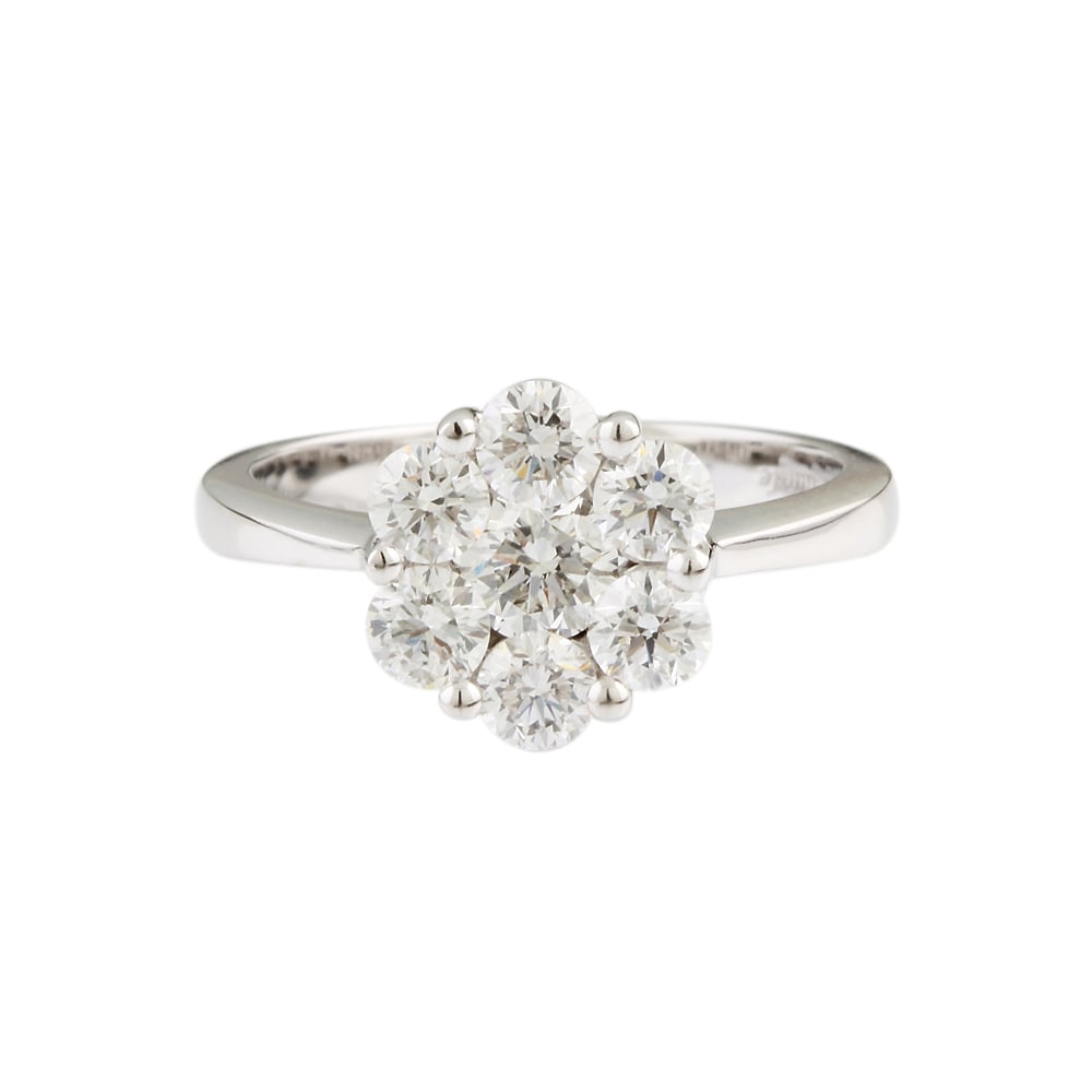 9ct White Gold Diamond Cluster ring 1.21ct