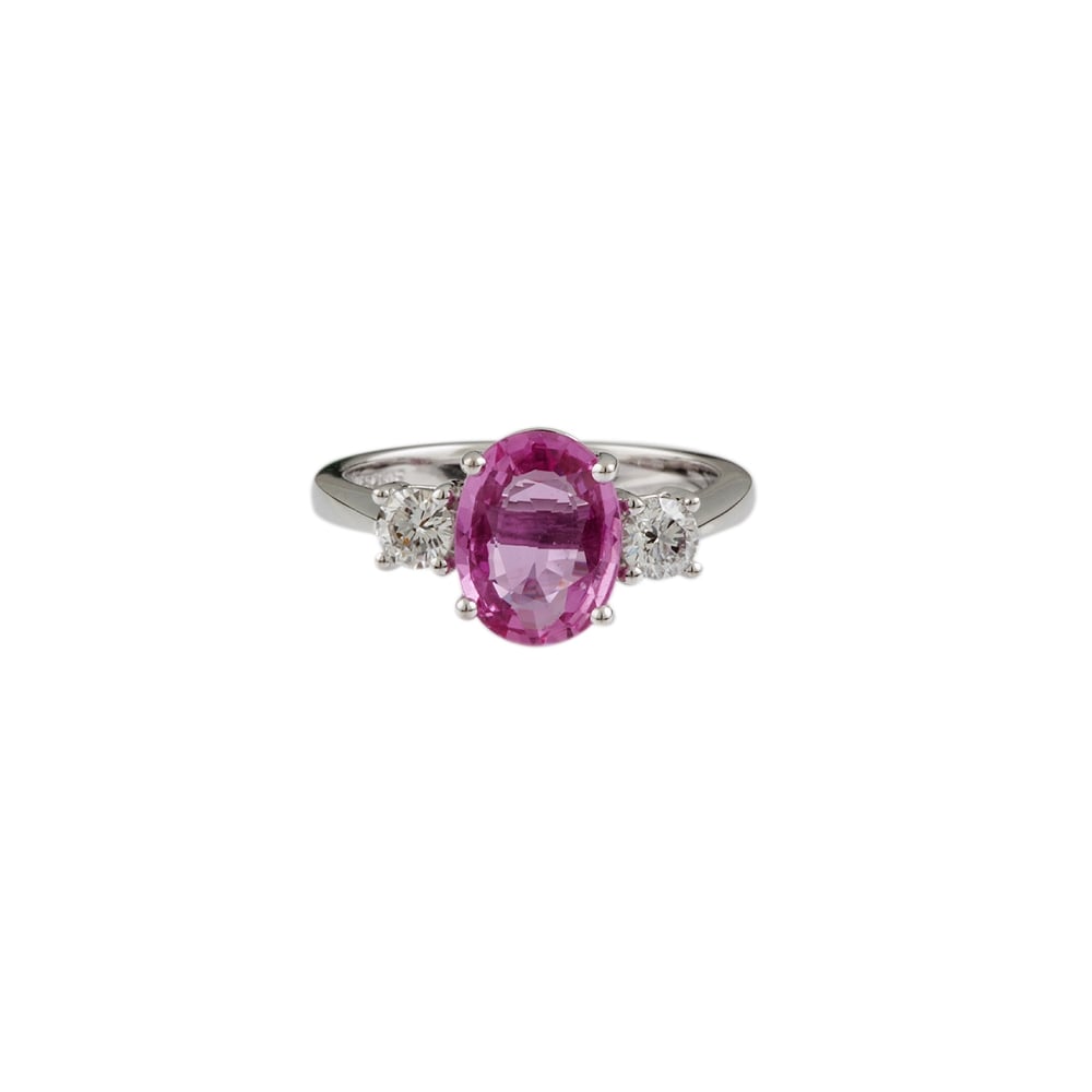 9ct white gold pink sapphire and diamond ring