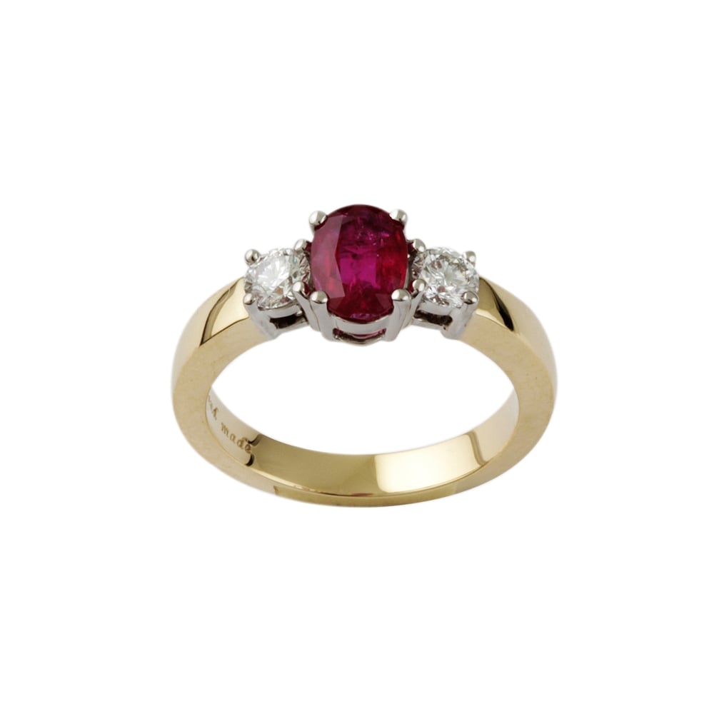 9ct Yellow Gold Ruby 0.75ct and Diamond Ring 0.33ct