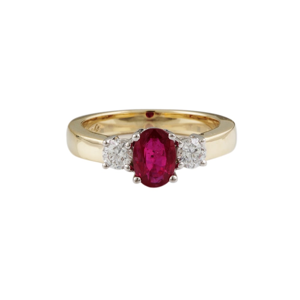 9ct Yellow Gold Ruby 0.75ct and Diamond Ring 0.33ct