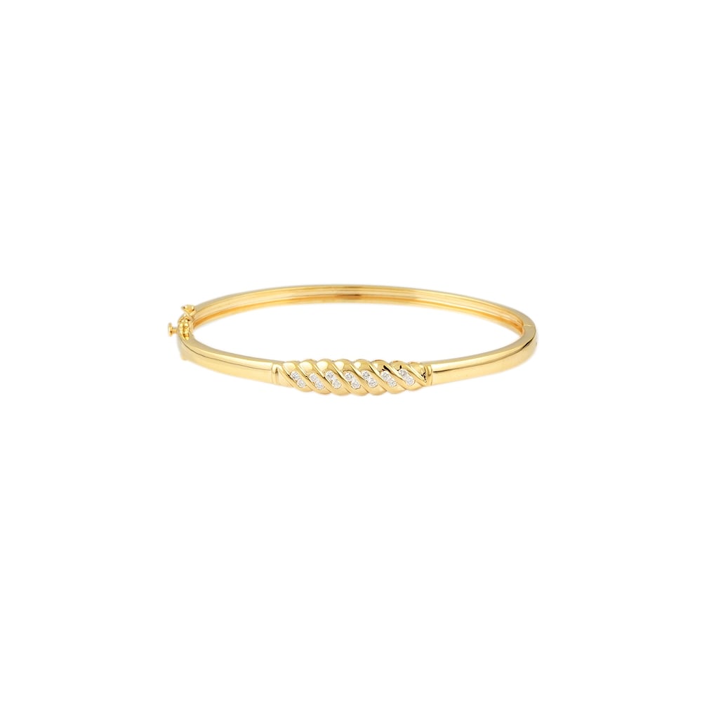 9ct Yellow Gold Hinged Diamond Bangle 0.25ct