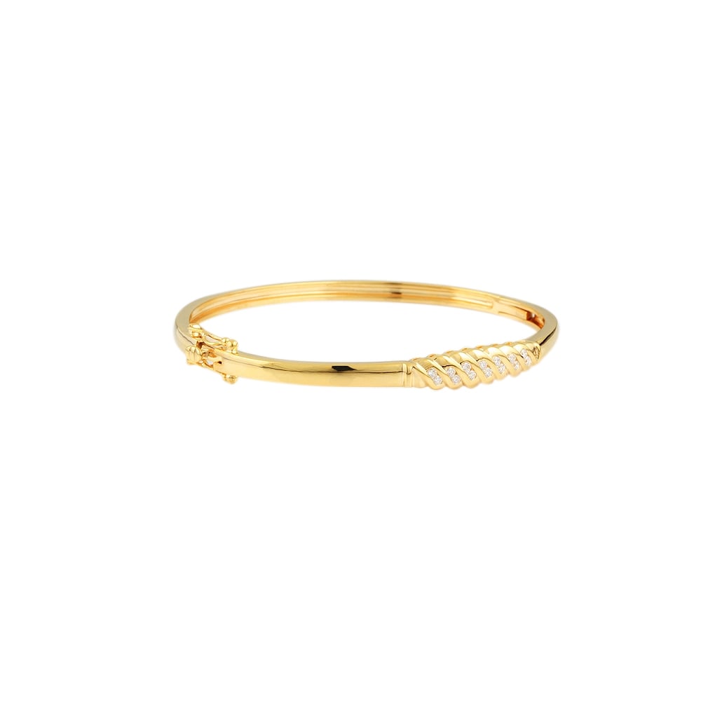 9ct Yellow Gold Hinged Diamond Bangle 0.25ct