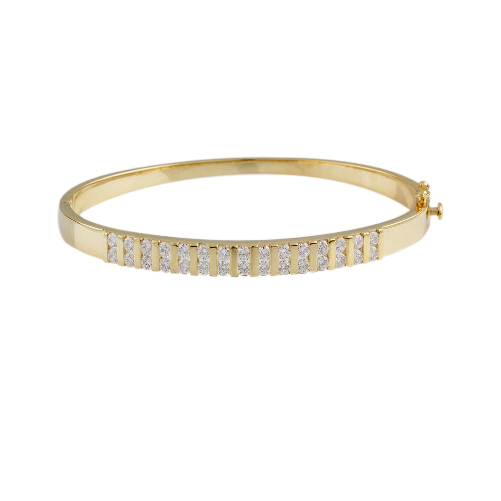 9ct Yellow Gold Hinged Diamond Bangle 1.91ct