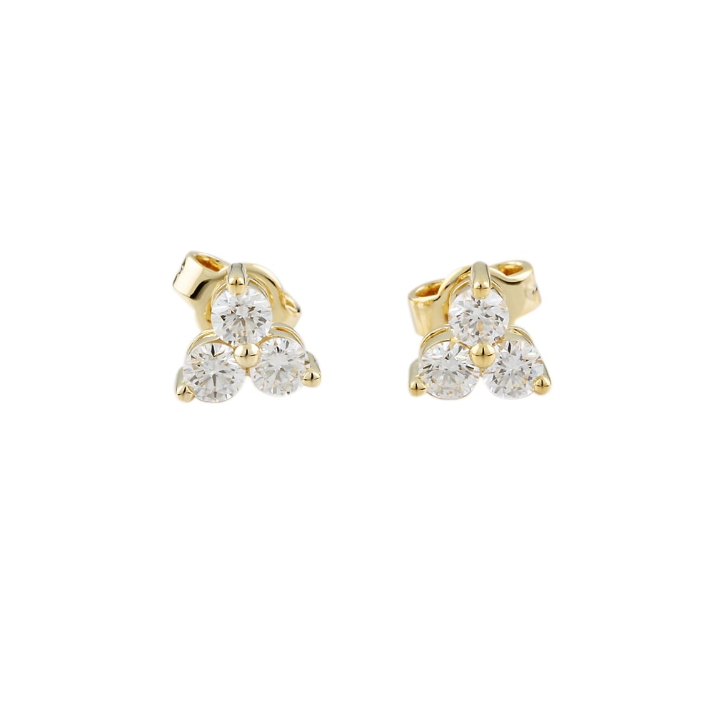 9ct yellow gold diamond earrings 0.72ct
