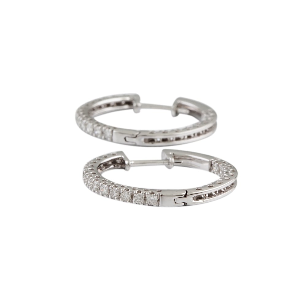 9ct White Gold Diamond Set Hoop 0.98ct