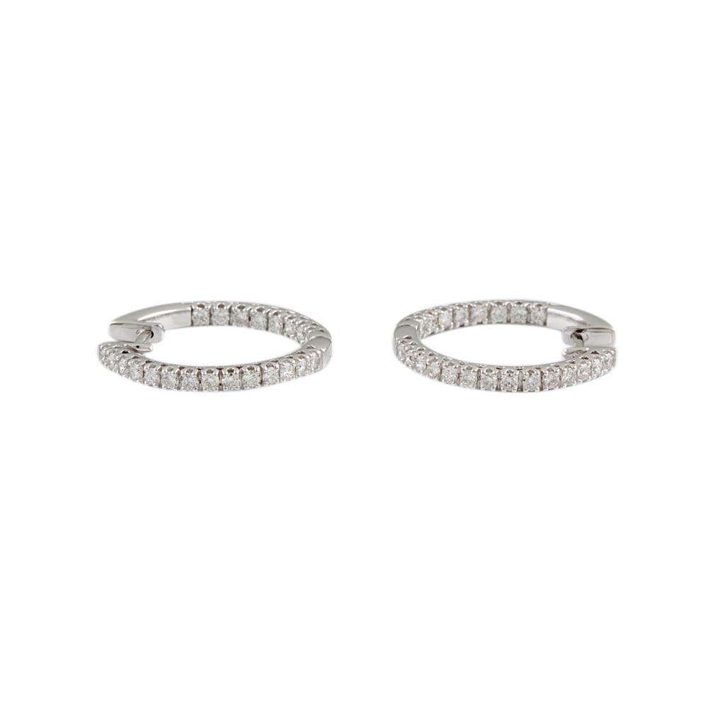 9ct White Gold Diamond Set Hoop 0.98ct