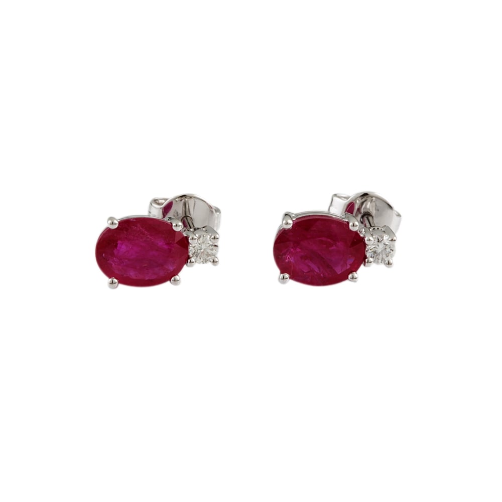 9ct white gold ruby and diamond earrings.