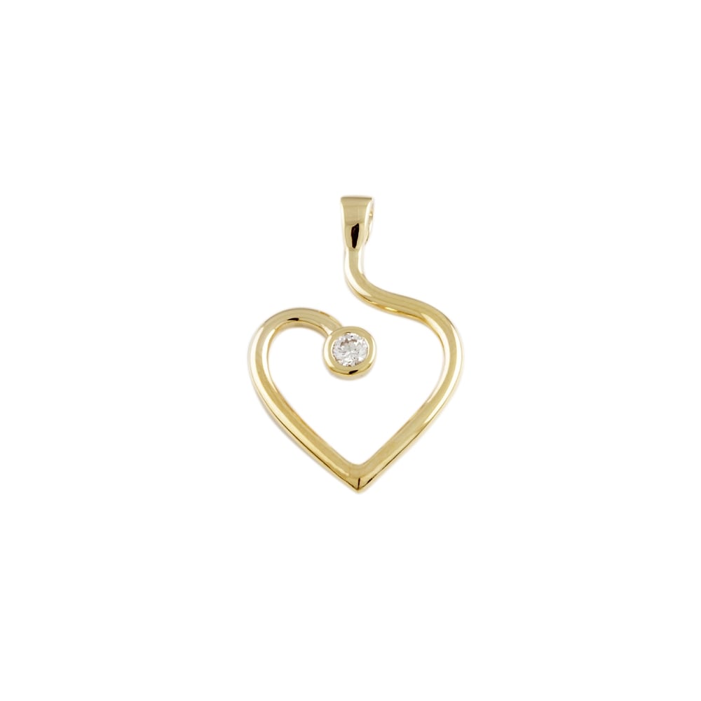9ct Yellow Gold Heart Diamond Pendant 0.10ct approx.15mm