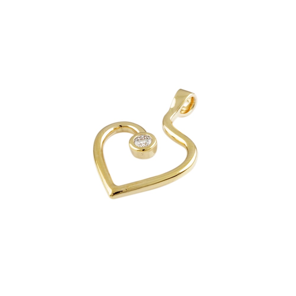 9ct Yellow Gold Heart Diamond Pendant 0.10ct approx.15mm