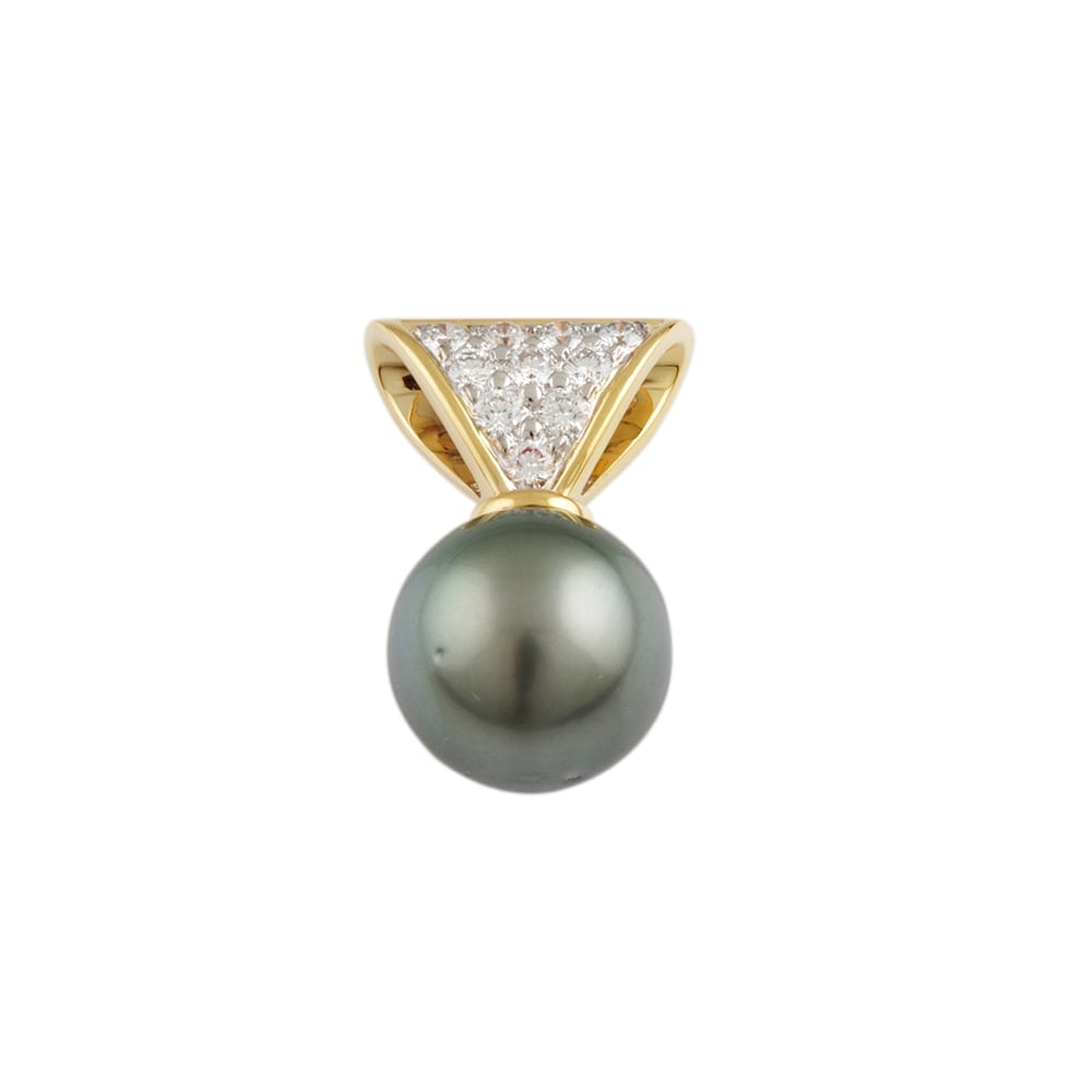 9ct Yellow Gold, 12.08ct Pearl and 0.40ct Diamond Pendant