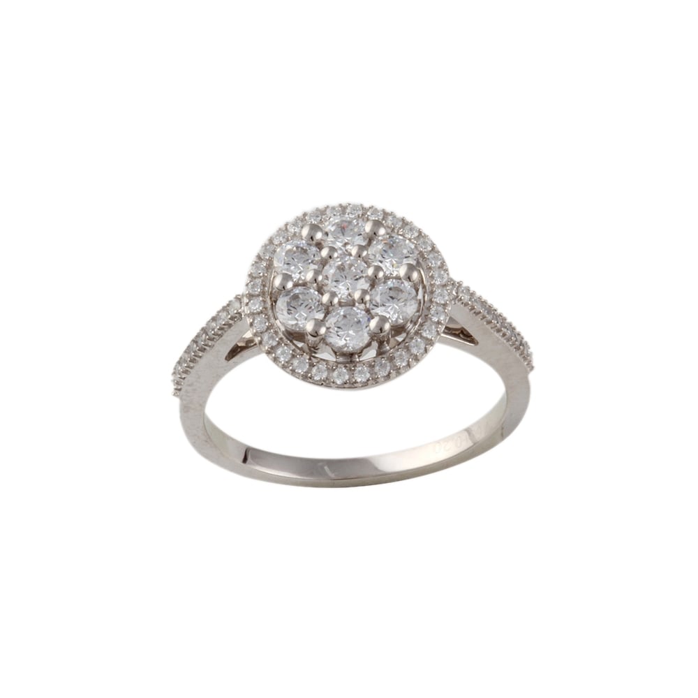 9ct White Gold Diamond Cluster Ring 0.77ct