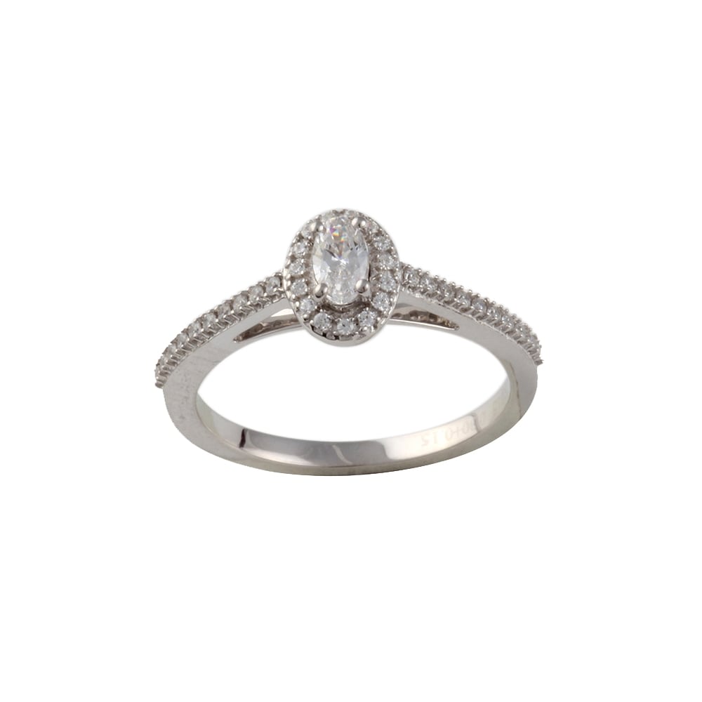 9ct white gold diamond cluster ring 0.45ct