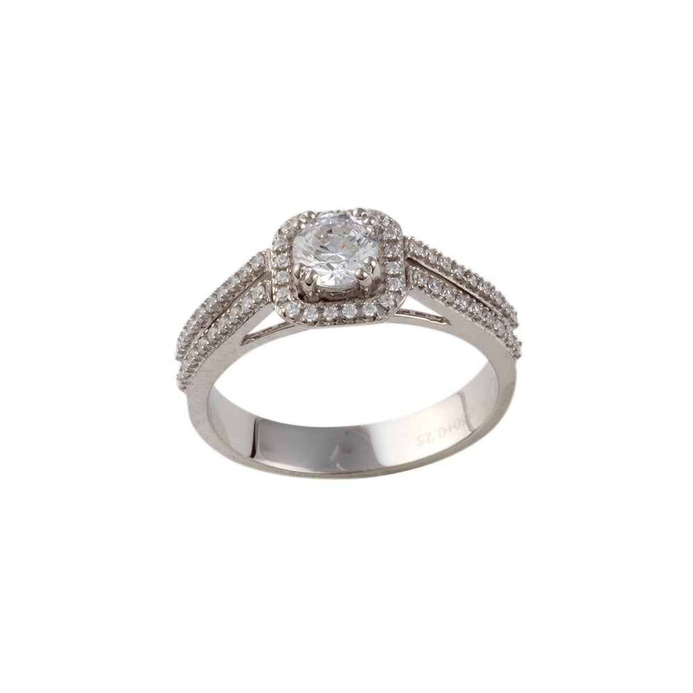 9ct White Gold Diamond Cluster ring 0.74ct