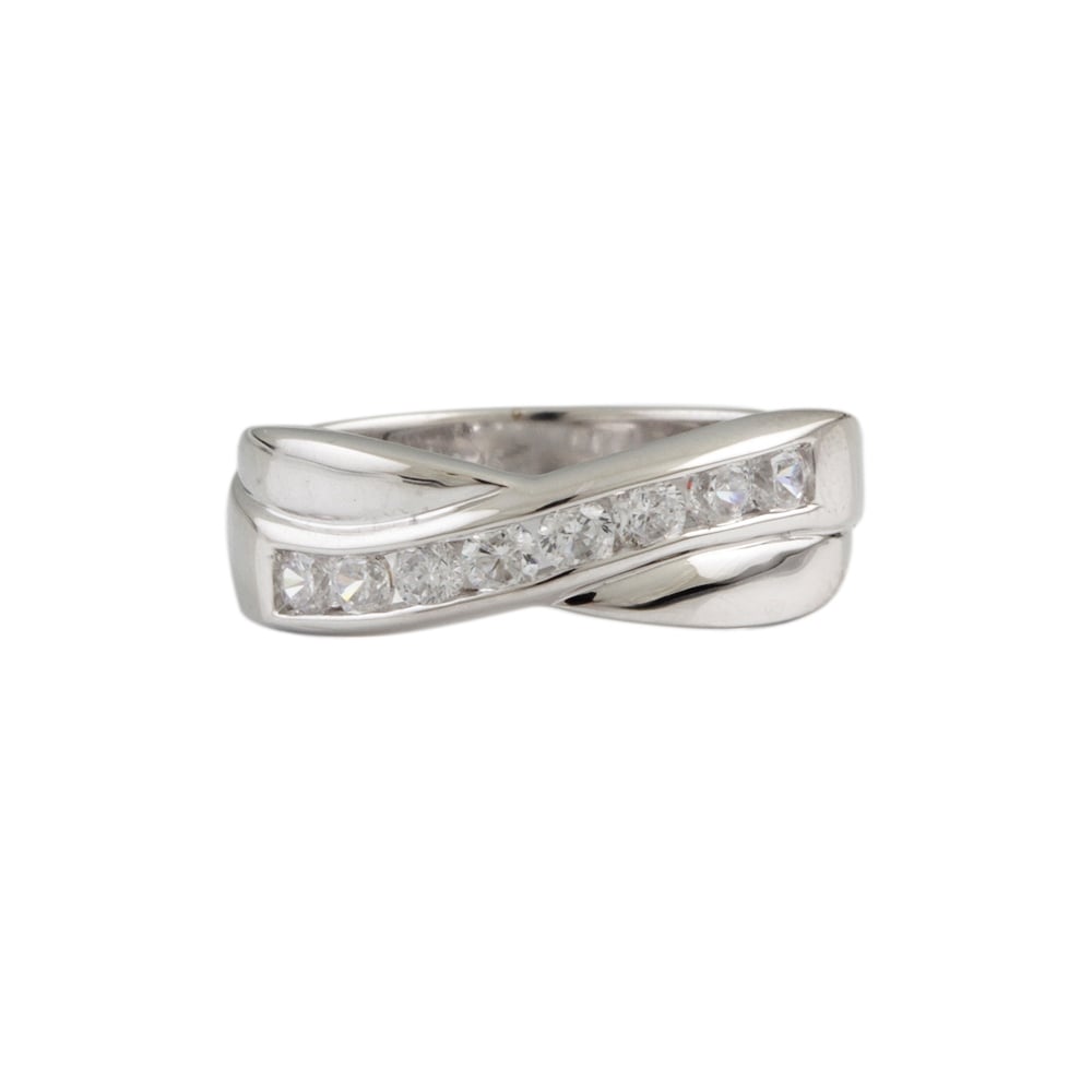 9ct white gold diamond crossover half eternity ring 0.45ct