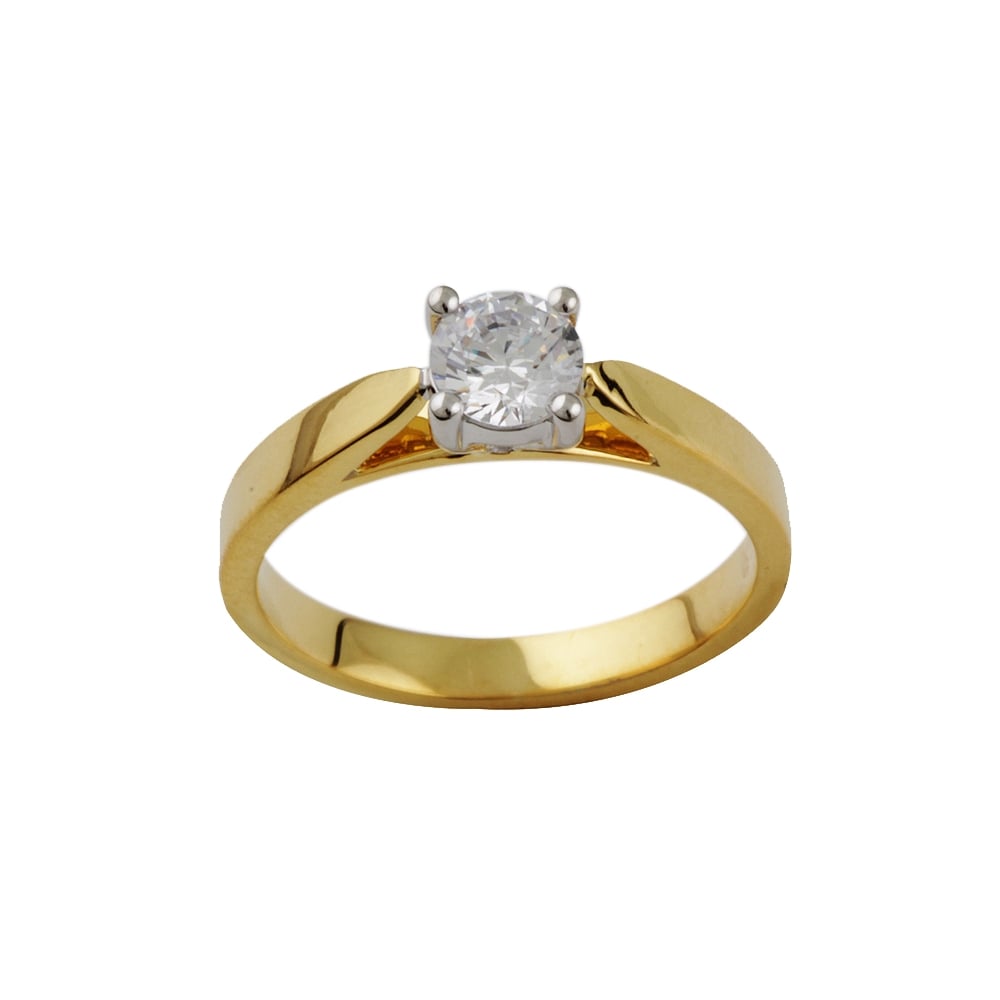 Heavy weight 9ct yellow gold diamond solitaire ring 0.33ct