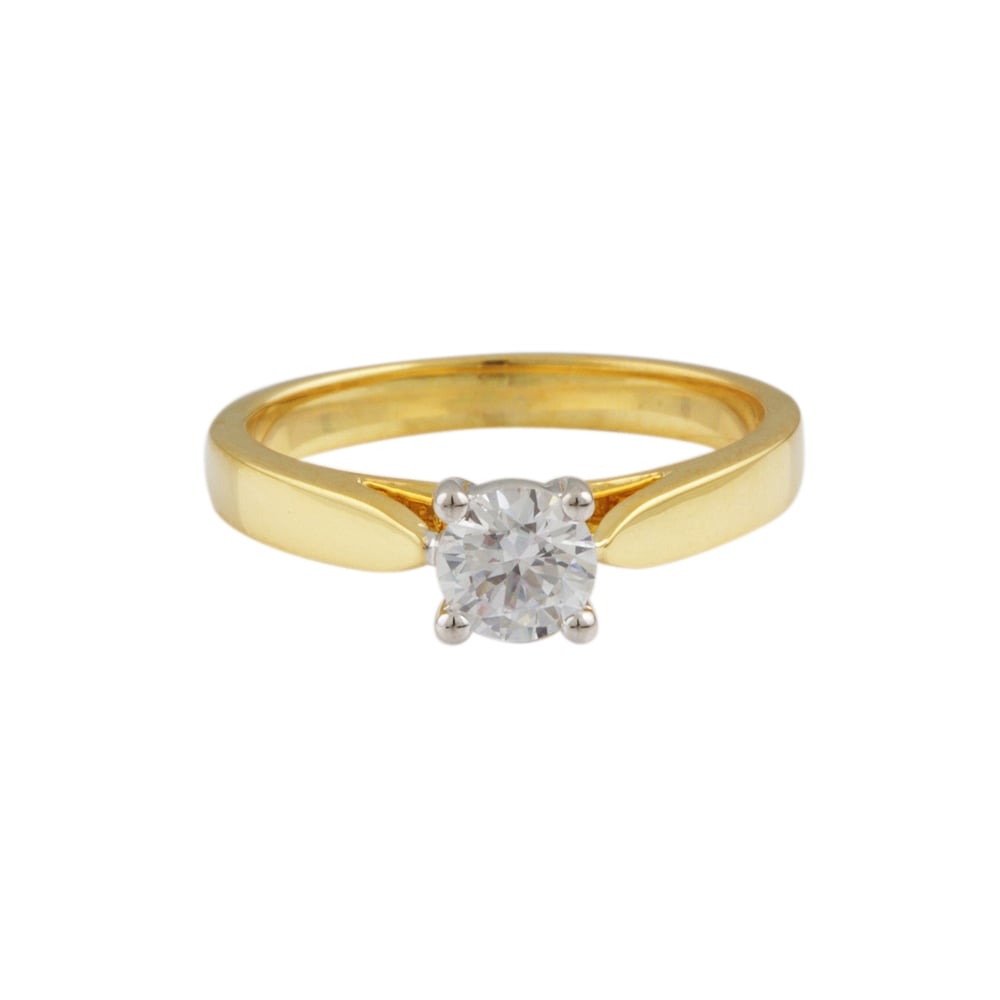 Heavy weight 9ct yellow gold diamond solitaire ring 0.33ct