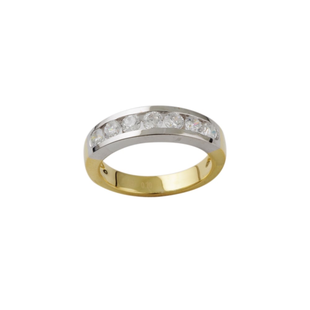 9ct yellow and white gold diamond half eternity ring 0.70ct