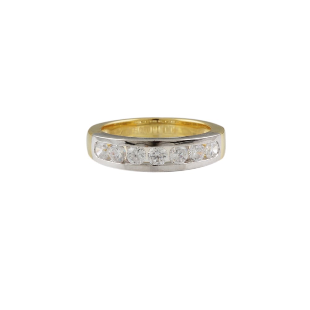 9ct yellow and white gold diamond half eternity ring 0.70ct