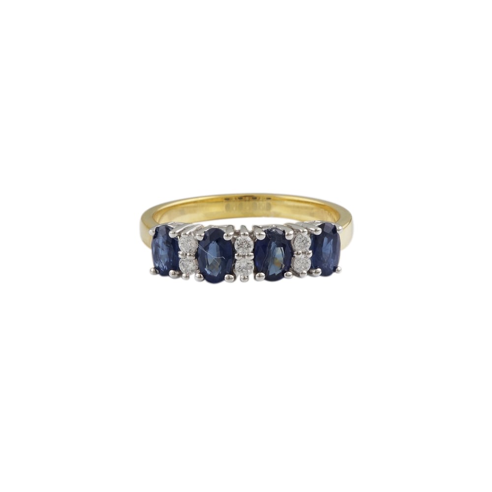 yellow and white gold Sapphire and Diamond ring