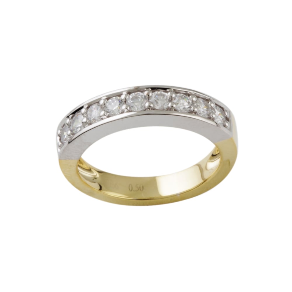 9ct yellow and white gold half eternity ring 0.50ct