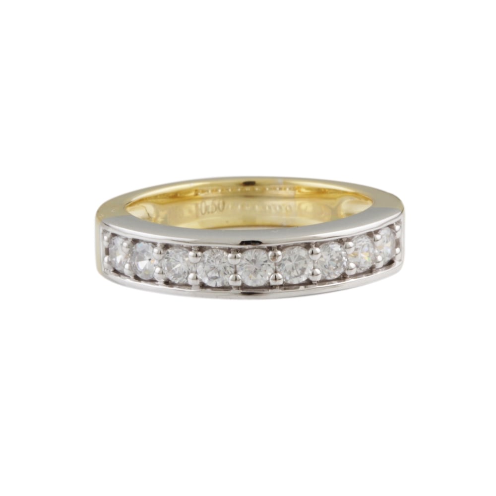 9ct yellow and white gold half eternity ring 0.50ct