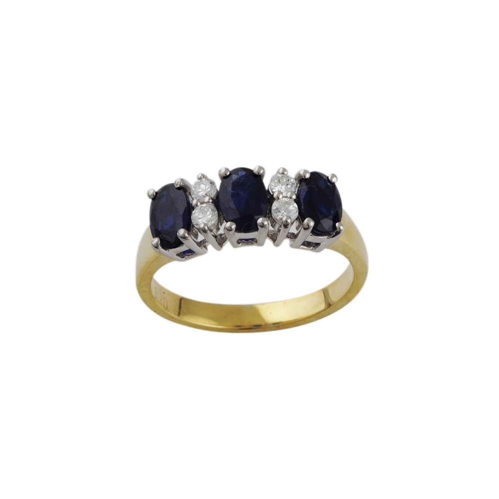 yellow and white gold Sapphire and Diamond ring