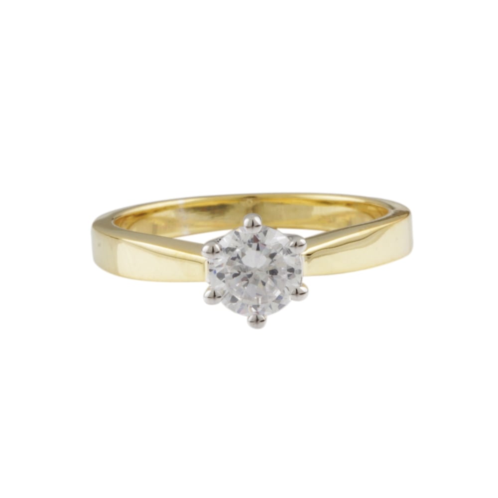Heavy weight 9ct yellow gold diamond solitaire ring 0.33ct