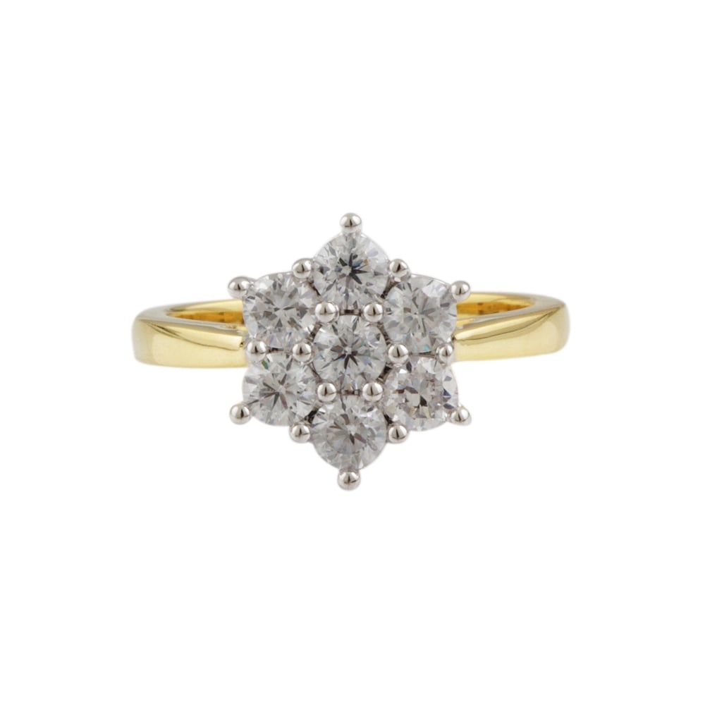 9ct Yellow Gold Diamond Cluster Ring 0.70ct