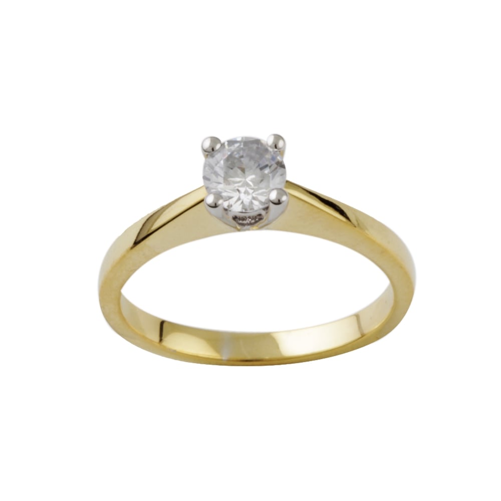 Heavy Weight 9ct Yellow Gold Diamond Solitaire Ring 0.33ct