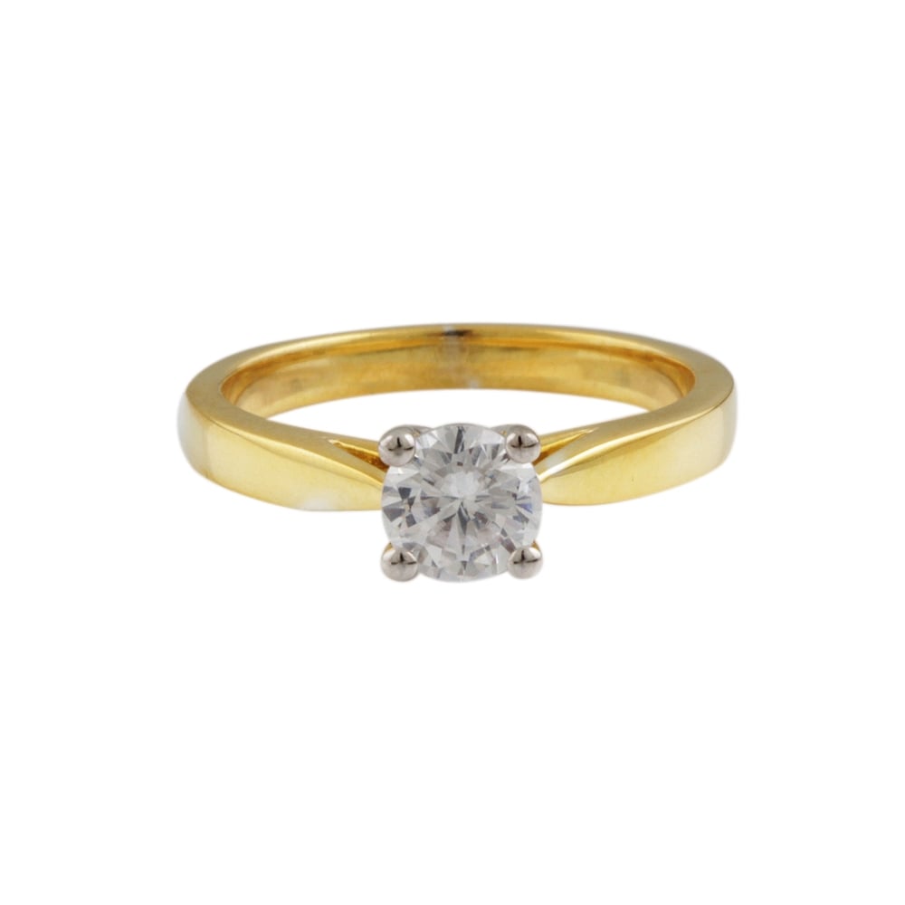 Heavy weight 9ct yellow gold diamond solitaire ring 0.33ct